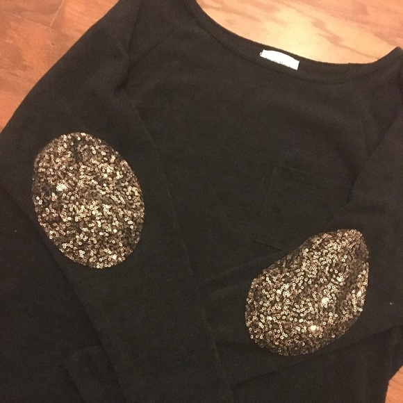 Black Sequin Elbow Boutique Sweater - Picture 7 of 8